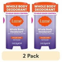 (2 pack) Lume Whole Body Women’s Deodorant - Smooth Solid Stick - Aluminum Free - Soft Powder - 2.6oz