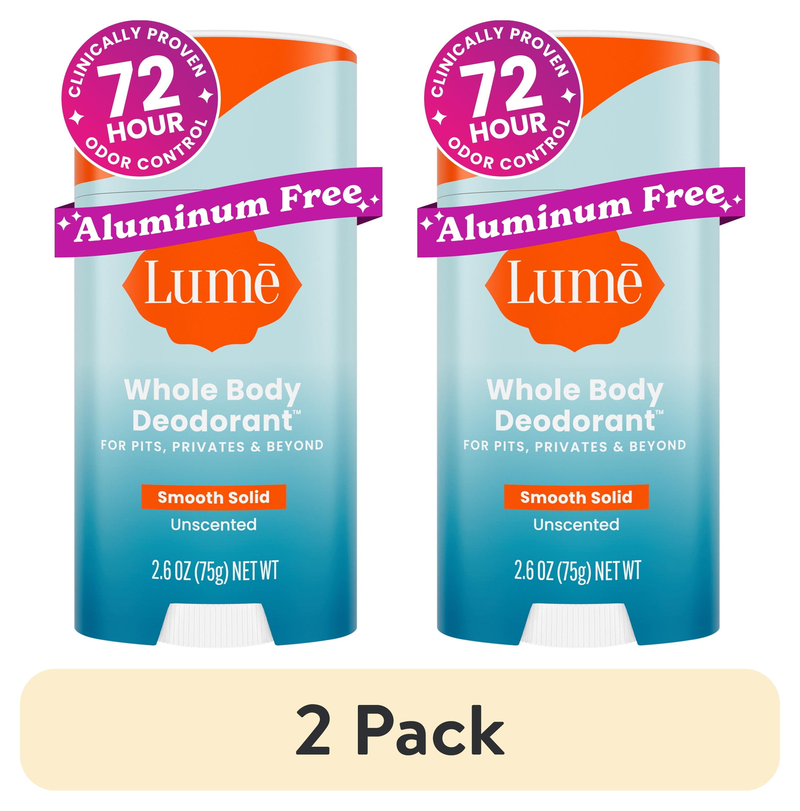 (2 pack) Lume Whole Body Women's Deodorant - Smooth Solid Stick - Aluminum Free - Unscented - 2.6oz