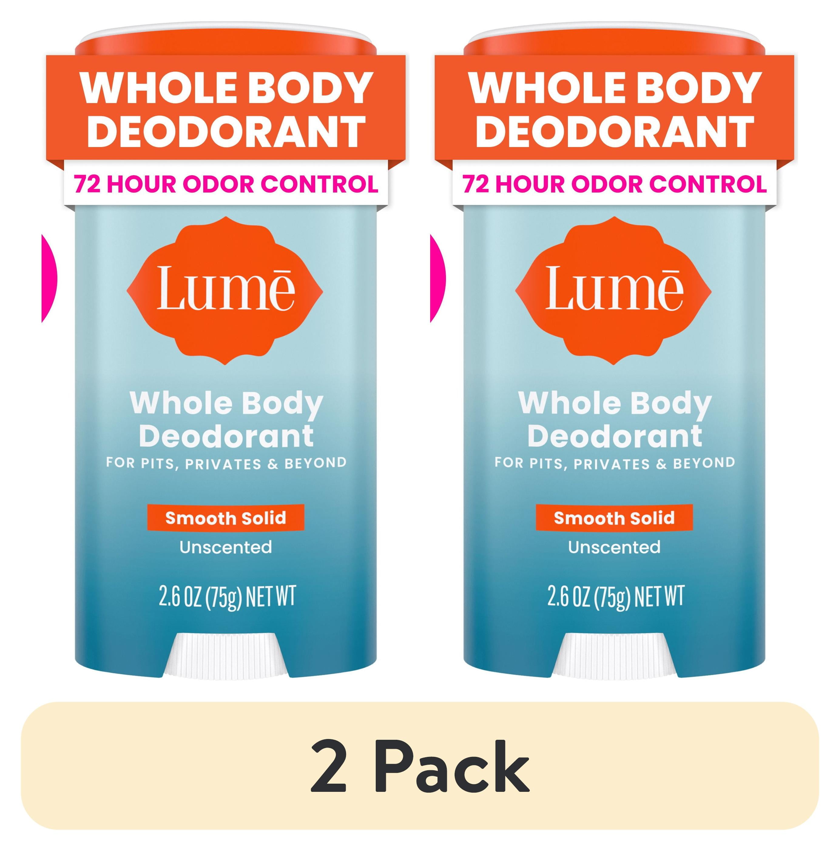 (2 pack) Lume Whole Body Women's Deodorant - Smooth Solid Stick - Aluminum Free - Unscented - 2.6oz