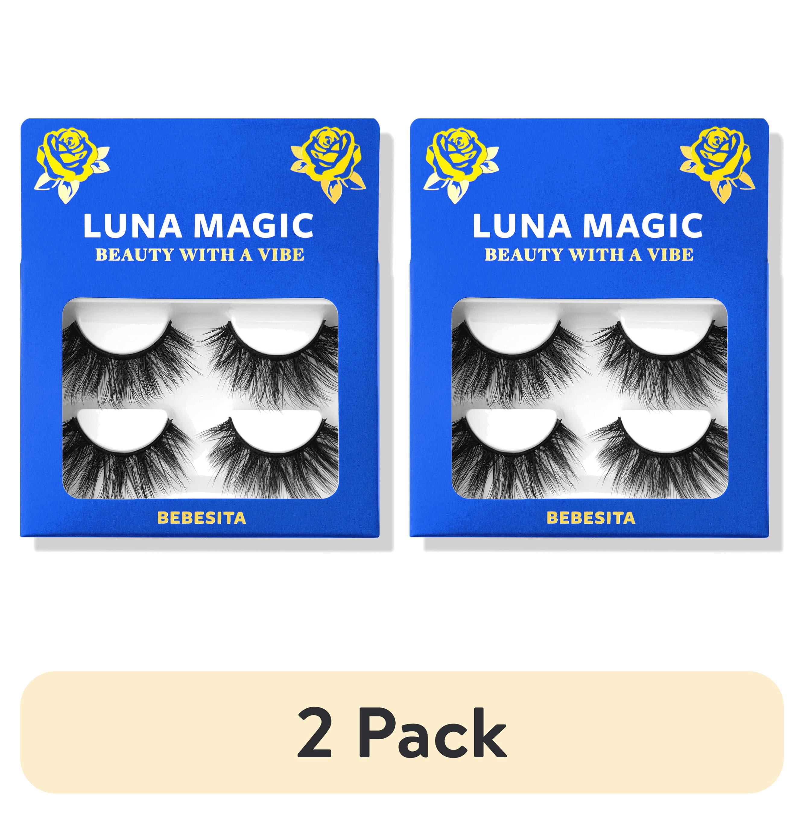 (2 pack) LUNA MAGIC Faux Mink Bebesita Black False Eyelashes, 2 Pair Set