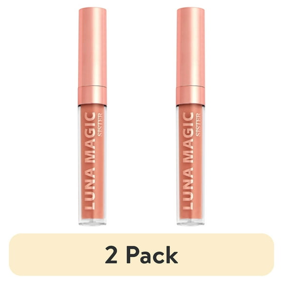 (2 pack) Luna Magic High-Shine Liquid Nude Lip Gloss, Sister, Nude