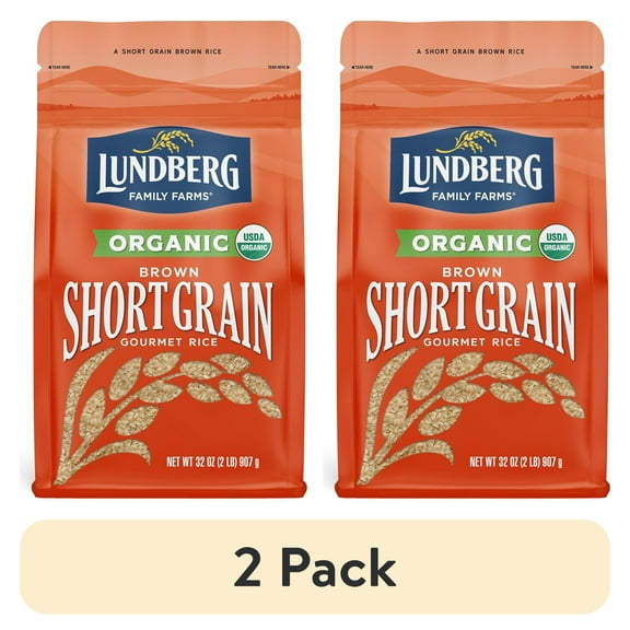 (2 pack) Lundberg Family Farms Organic Short Grain Brown Rice, Gluten-Free, Vegan, 32oz.