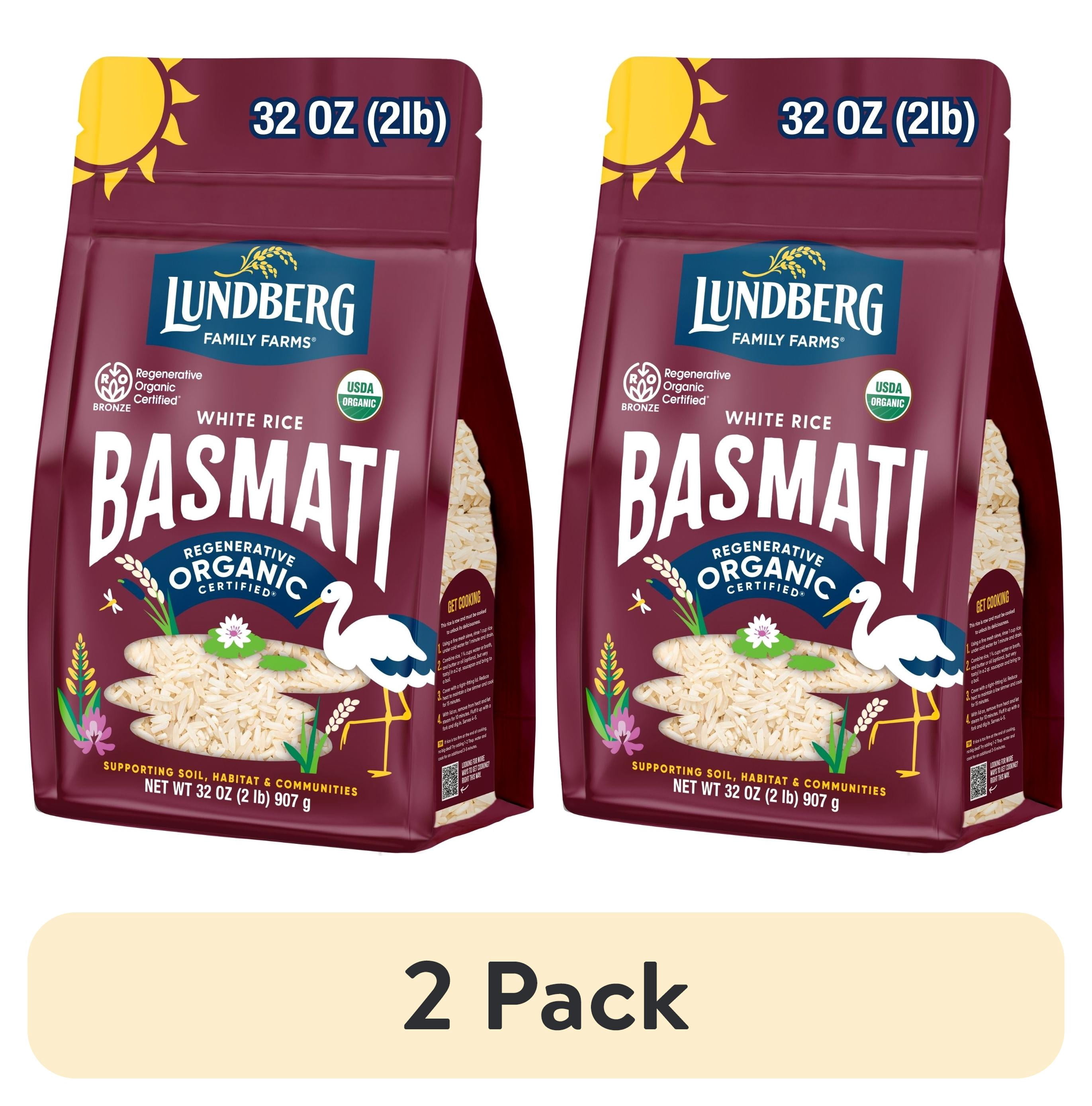 Resealable Rice Bag (2 pack) Lundberg Organic Basmati Rice - Regenerative Organic Certified ...