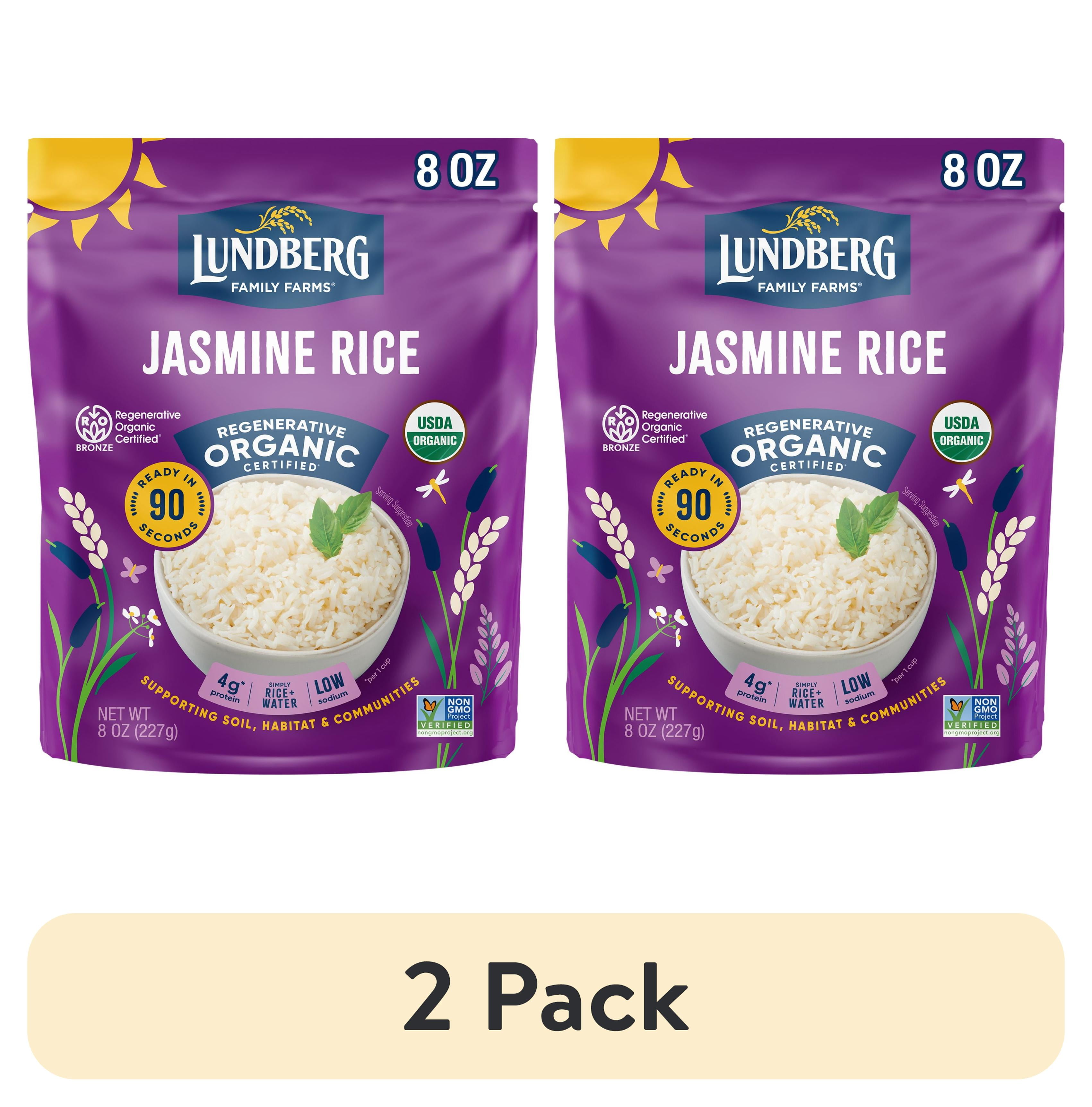 (2 pack) Lundberg Organic White Jasmine Rice - Microwave Ready in 90 Seconds, 8oz Pouch