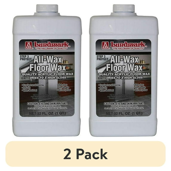 (2 pack) Lundmark All Wax Floor Wax - Self Polishing, Waterproof - 32-Ounce
