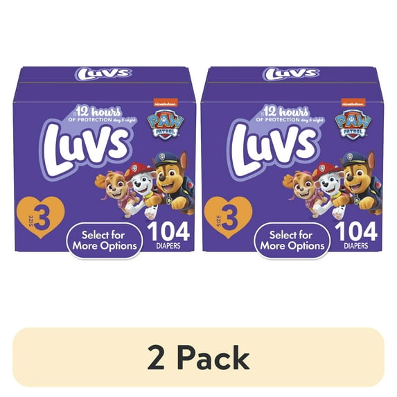 (2 pack) Luvs Diapers Size 3, 104 Count (Select for More Options)