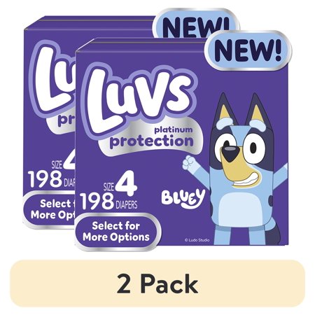 (2 pack) Luvs Platinum Protection Baby Diapers Size 4, 198 Count (Select for More Options)