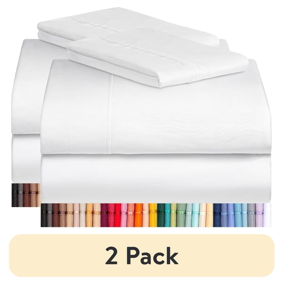 (2 pack) Luxclub Cooling Bed Set, Soft Microfiber, Wrinkle-Free Polyester, 3-Piece, Deep Pocket, Twin, White