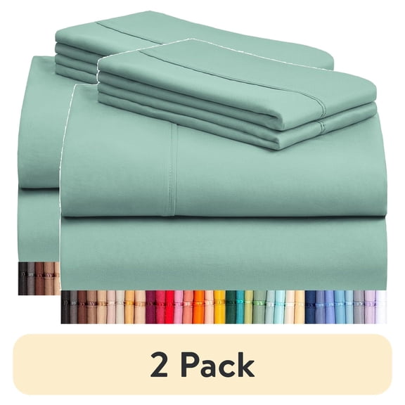 (2 pack) LuxClub 4 PC King Sheet Set, Breathable Luxury Bed Sheets, Deep Pockets Wrinkle Free Cooling Sheets Machine Washable Hotel Bedding Silky Soft - Light Teal King