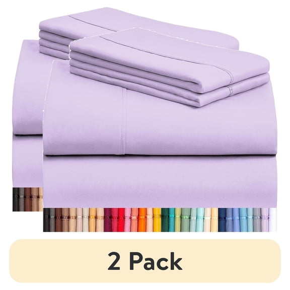 (2 pack) LuxClub 4PC California King Sheet Set, Deep Pockets Wrinkle Free Cooling Bed Sheets Hotel Bedding for Women, Men, Includes 1 Fitted Sheet, 1 Flat Sheet and 2 Pillowcases-Lavender