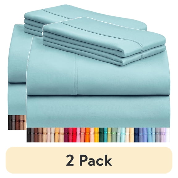(2 pack) LuxClub 4PC Full Sheet Set, Deep Pockets Wrinkle Free Cooling Bed Sheets Hotel Bedding for Women, Men, Includes 1 Fitted Sheet, 1 Flat Sheet and 2 Pillowcases-Aqua