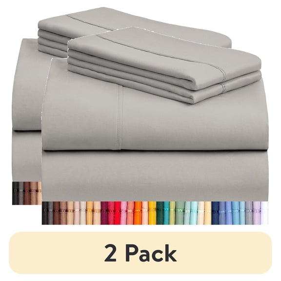 (2 pack) LuxClub 4PC King Sheet Set, Deep Pockets Wrinkle Free Cooling Bed Sheets Hotel Bedding for Women, Men, Includes 1 Fitted Sheet, 1 Flat Sheet and 2 Pillowcases-Soft Light Taupe