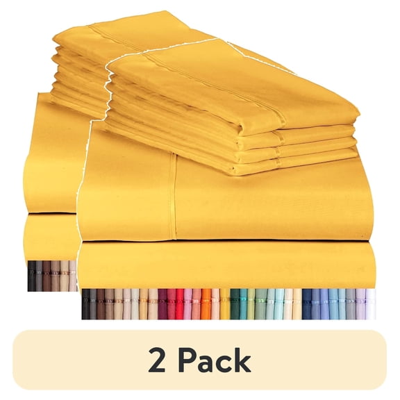 (2 pack) Luxclub Deep Pocket Cooling Microfiber Sheet Set, 6 Piece California King, Medallion Gold