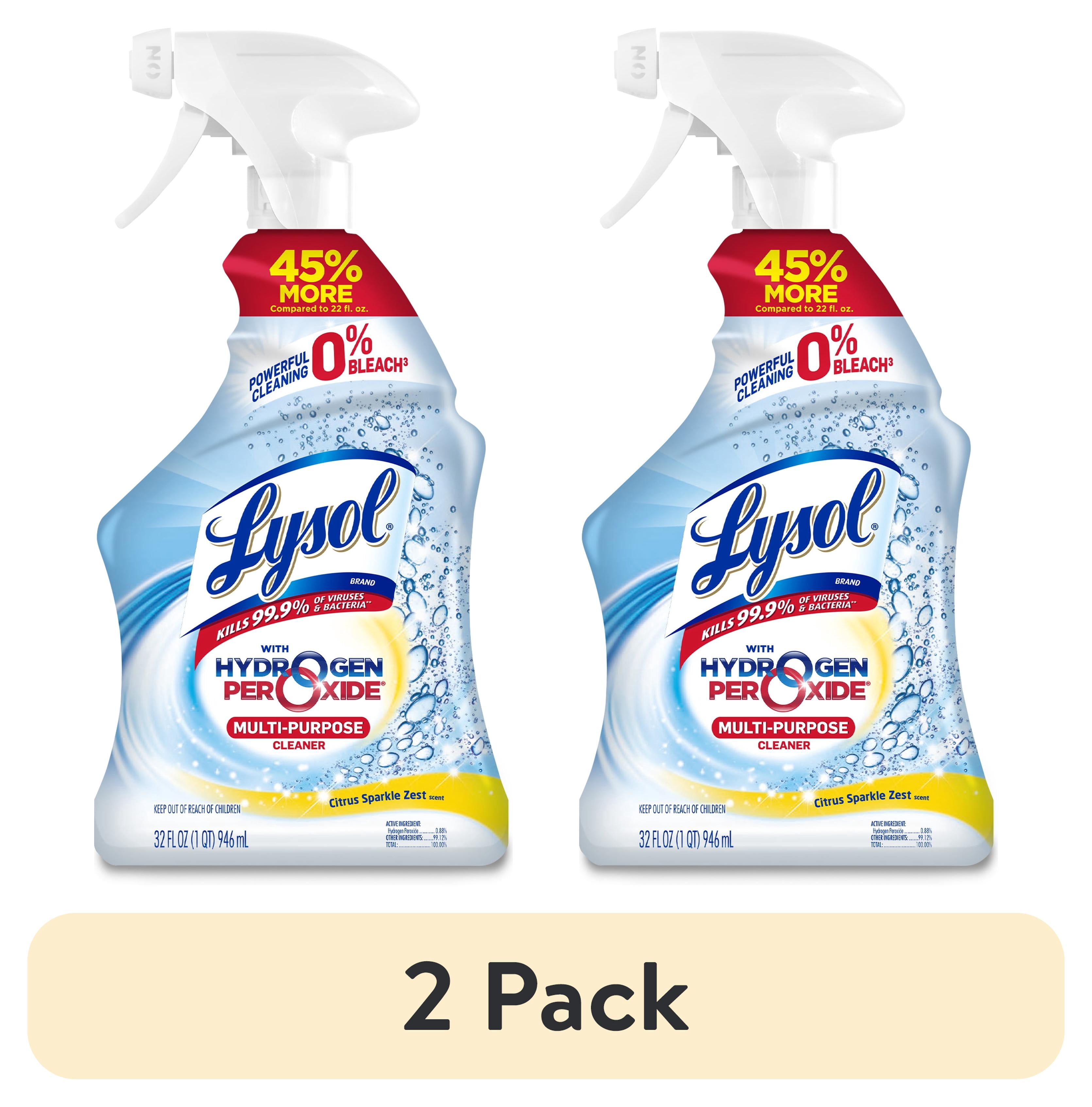 (2 pack) Lysol Bleach Free Hydrogen Peroxide Multi-Purpose Cleaner, Citrus 32 fl oz