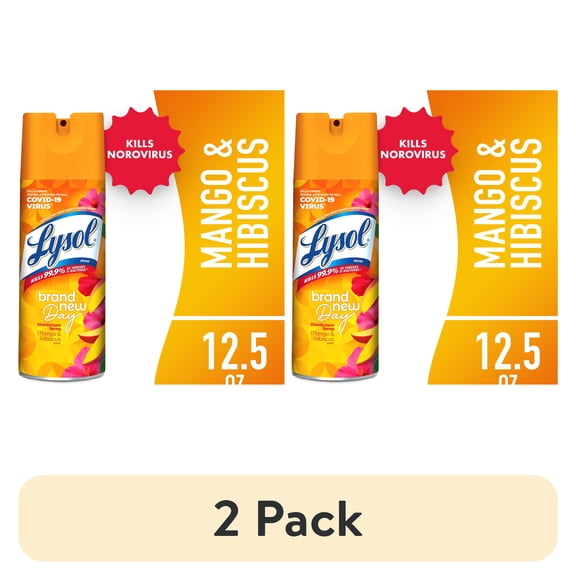 (2 pack) Lysol Disinfectant Sanitizing and Antibacterial Spray for Deodorizing, Mango & Hibiscus, 12.5 fl oz