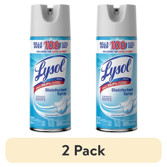(2 pack) Lysol Disinfectant Spray, Sanitizing and Antibacterial Spray, Deodorizer, Crisp Linen, 12.5 oz