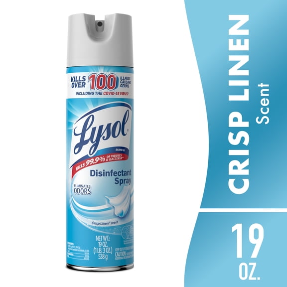 (2 pack) Lysol Disinfectant Spray, Sanitizing and Antibacterial Spray, Deodorizer, Crisp Linen, 19 oz