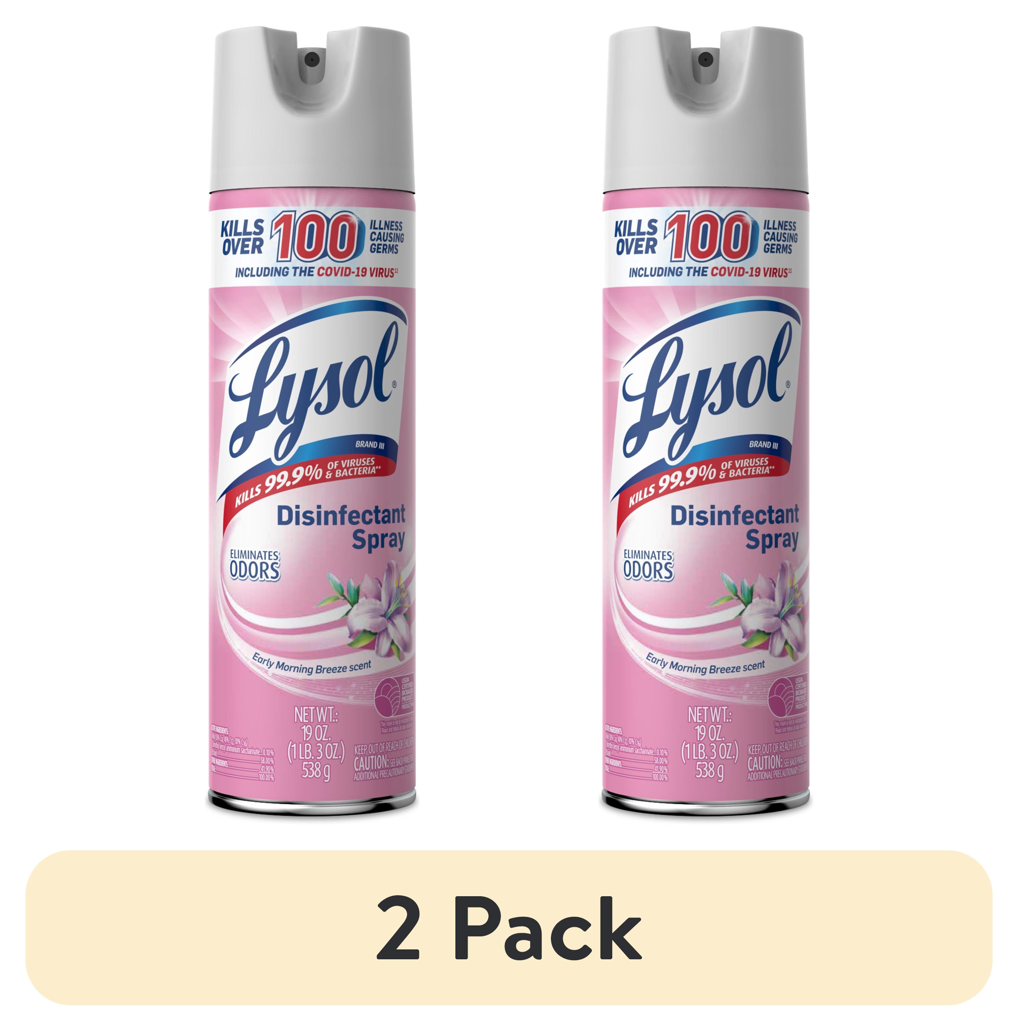 (2 pack) Lysol Disinfectant Spray, Sanitizing and Antibacterial Bathroom Spray, Deodorizer, Early Morning Breeze, 19  oz