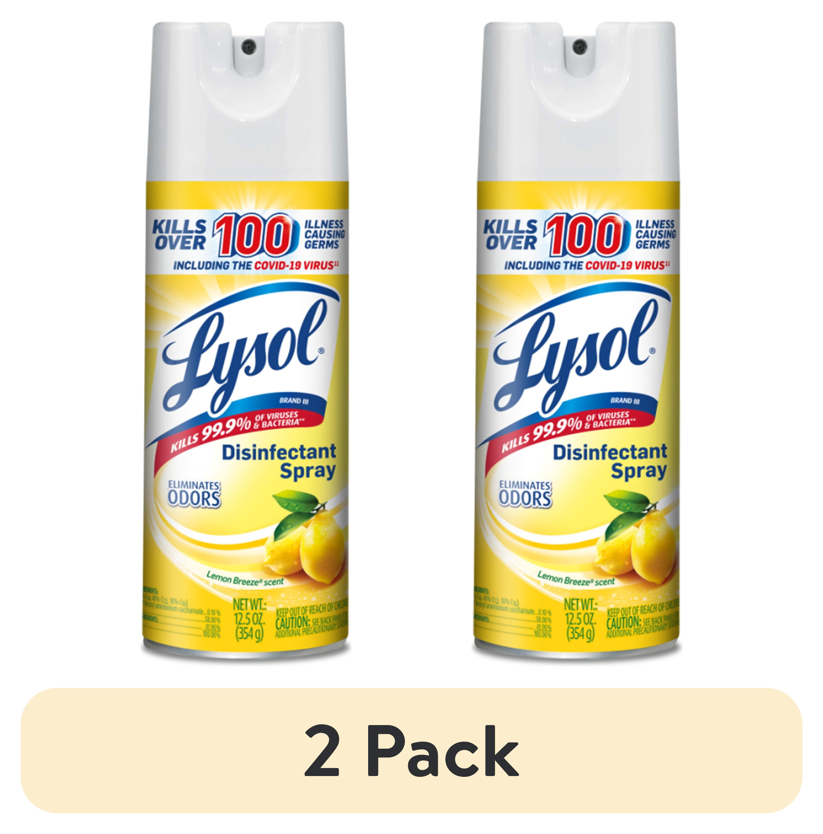 (2 pack) Lysol Disinfectant Spray, Sanitizing and Antibacterial Bathroom Spray, Deodorizer, Lemon Breeze, 12.5 oz