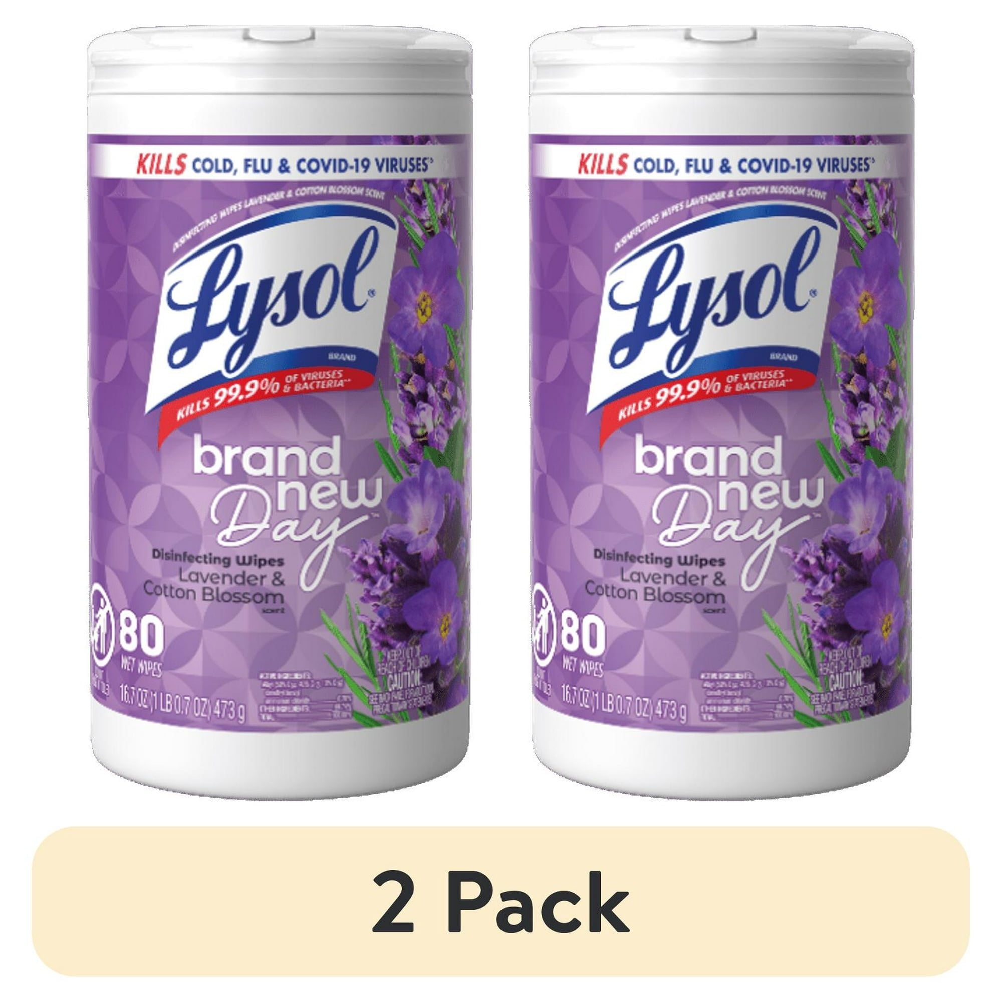 (2 pack) Lysol Disinfecting Wipes, All Purpose Cleaner, Multi Surface Antibacterial Cleaning Wipes, Cleaning Supplies, Lavender & Cotton Blossom Scent, 80 Count