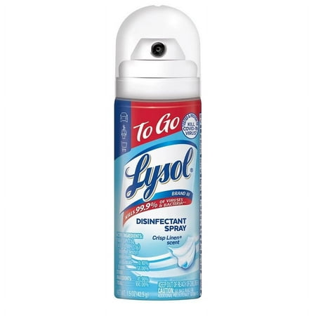 (2 pack) Lysol To Go Travel Size Disinfectant Spray, Crisp Linen, 1.5 fl oz