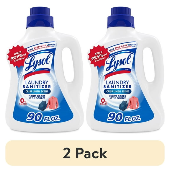 (2 pack) Lysol® Laundry Sanitizer Additive, Laundry Detergent Additive, 0% Bleach, Crisp Linen Scent, 90 oz
