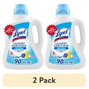 2 pack Lysol Laundry Sanitizer Additive Sanitizing Liquid for Clothes and Linens, Unscented, 90 oz