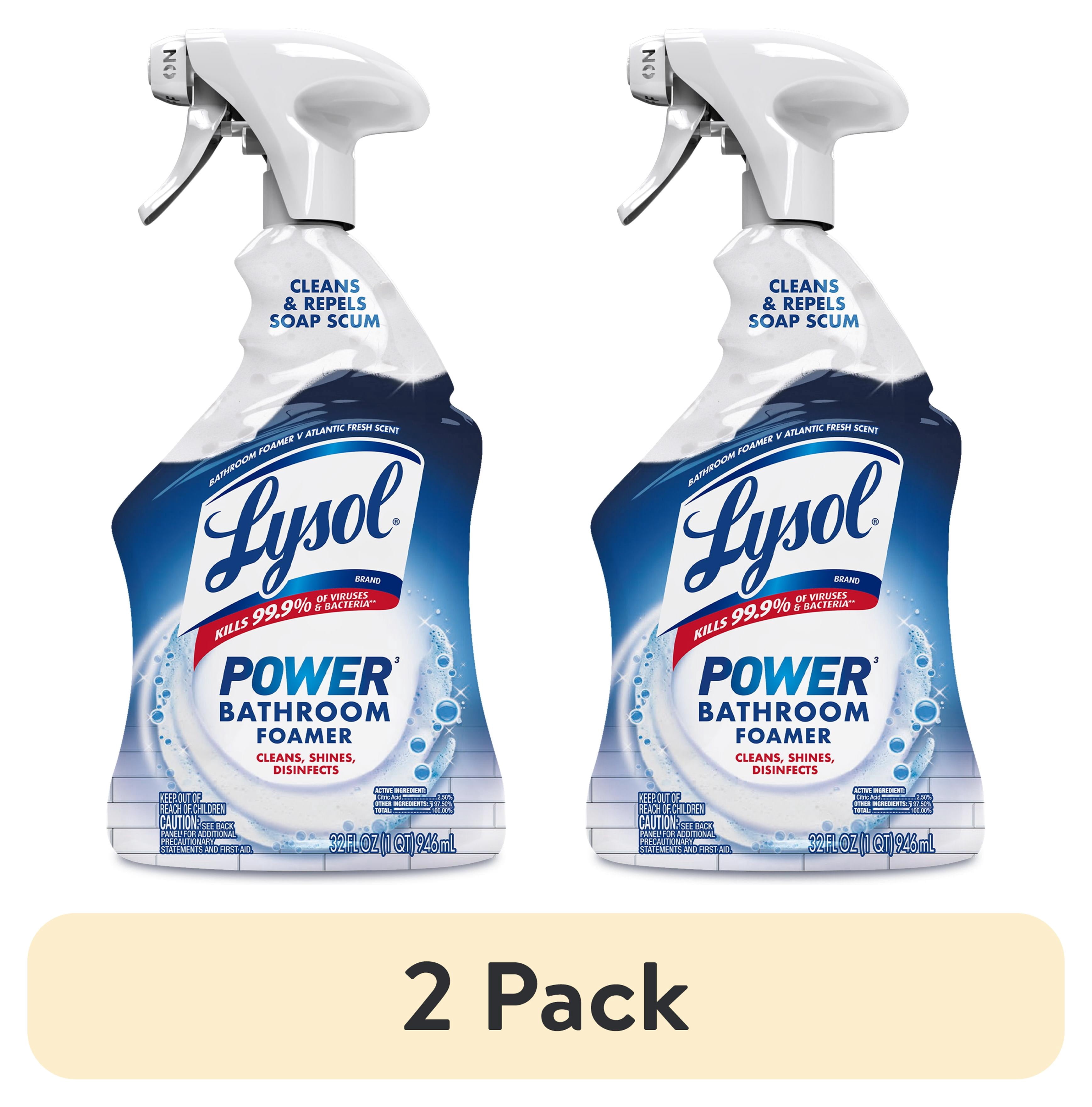 (2 pack) Lysol Power Foaming Bathroom Cleaner, Multipurpose Cleaner & Disinfectant Spray, Household Cleaning Supplies, for Bathtub, Tile, Sink & Shower, Zero Bleach, 32 fl oz