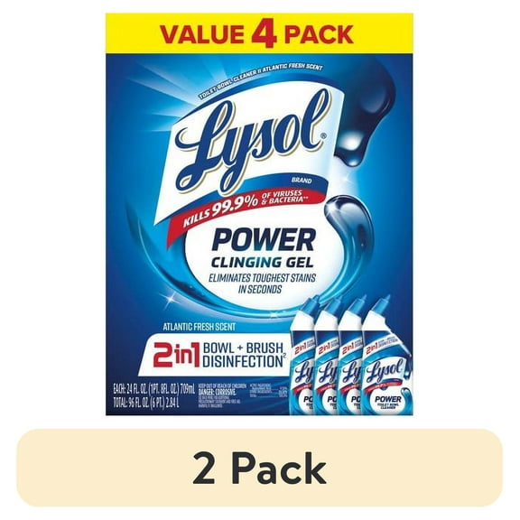 (2 pack) Lysol® Power Toilet Bowl Cleaner Gel, Cleaning, Disinfecting and Stain Removal, 24oz (Pack of 4)
