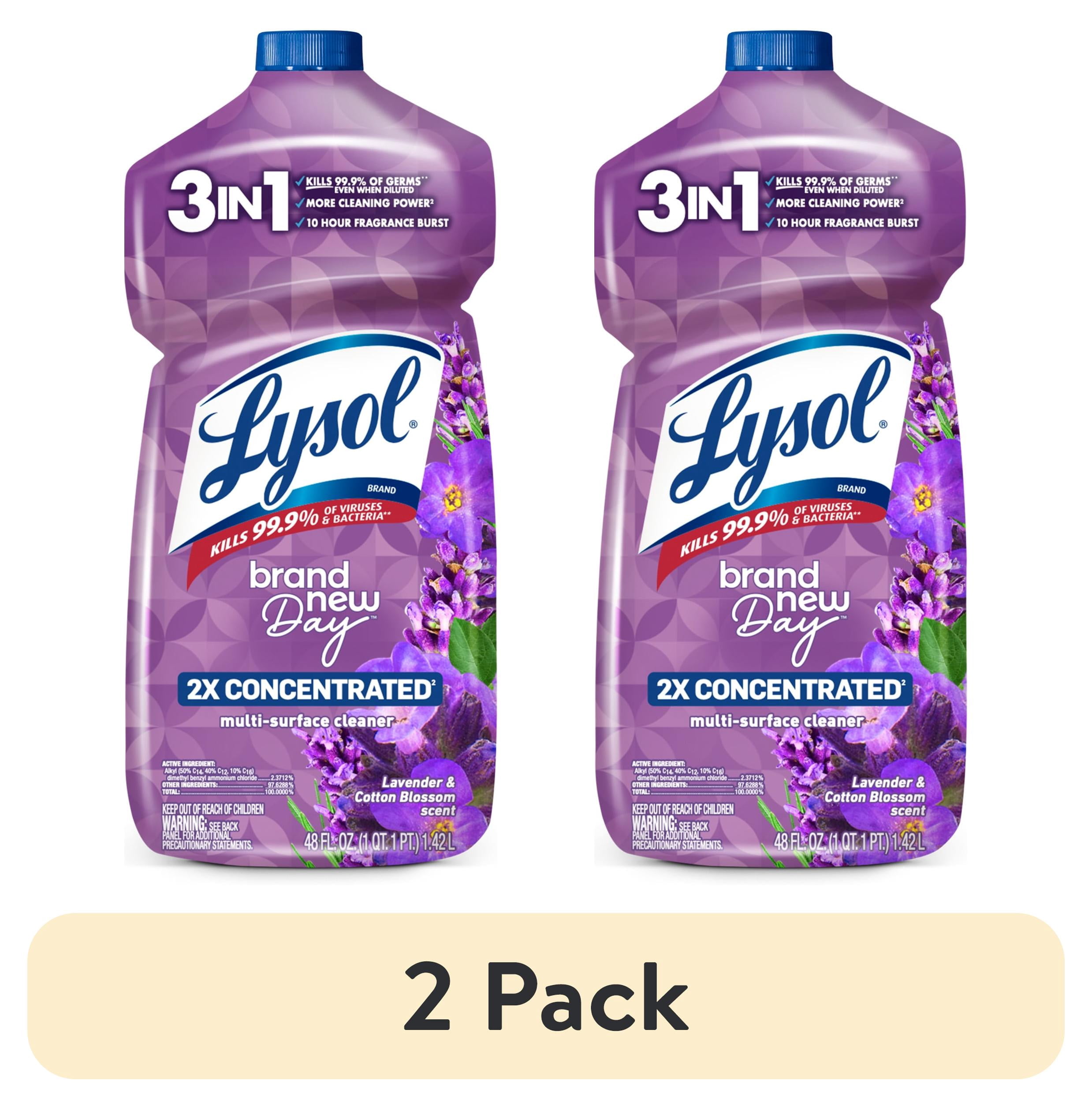 (2 pack) Lysol All Purpose Cleaner, 2X Concentrated Multi-Surface Disinfectant Floor Cleaner for Mopping Solution, for Bathroom & Kitchen, Lavender & Cotton Blossom, 48 fl oz