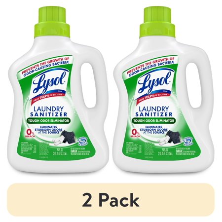 (2 pack) Lysol Tough Odor Eliminator Laundry Sanitizer Additive, Sanitizing Liquid for Gym Clothes and Activewear, 90 fl oz