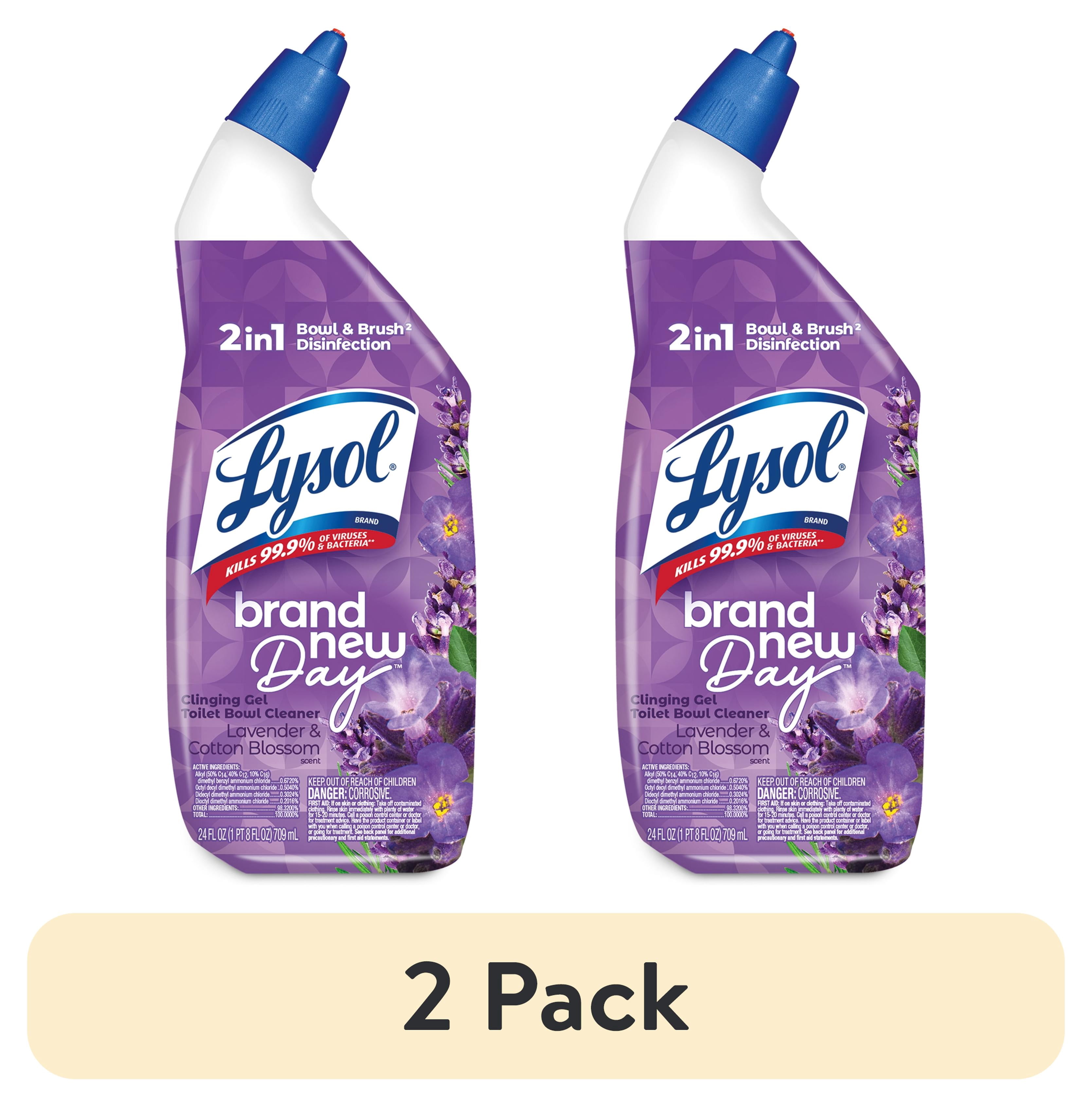 (2 pack) Lysol Toilet Bowl Cleaner Clinging Gel, Disinfecting Bathroom Cleaner and Toilet Bowl Stain Remover, Lavender & Cotton Blossom Scent, 24 fl oz