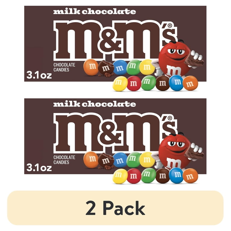 2 pack) M&M'S Milk Chocolate Candy Movie Theater Box, 3.1 oz