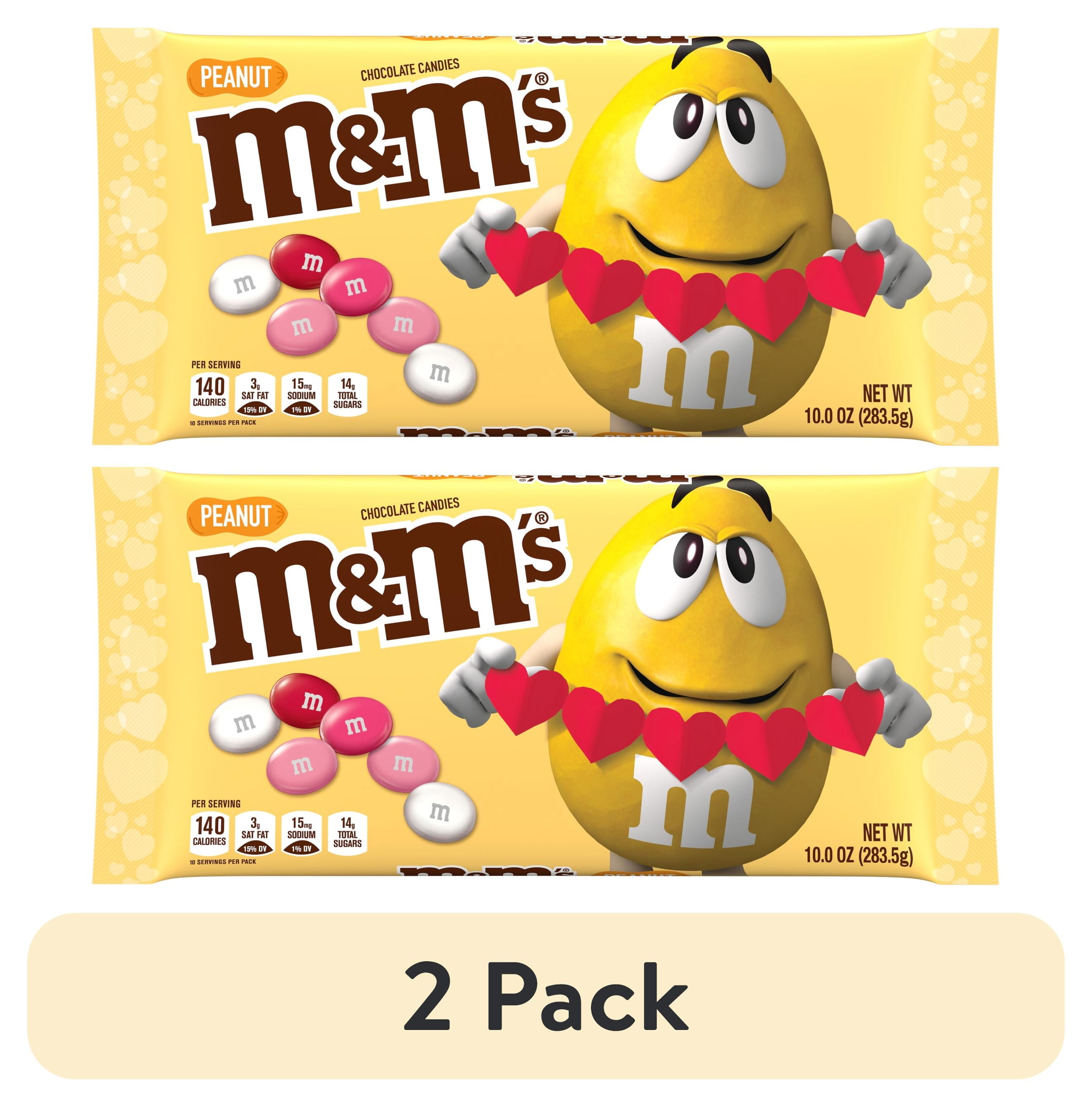 (2 pack) M&MS Peanut Milk Chocolate Red, Pink & White Valentines Day Candy Assortment -10 oz Bag