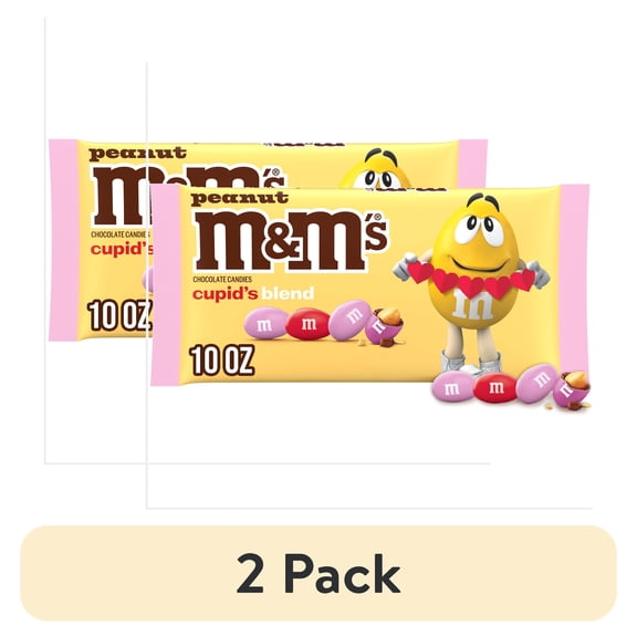 (2 pack) M&M’s Peanut Milk Chocolate Valentine’s Day Candy - 10 oz Bag