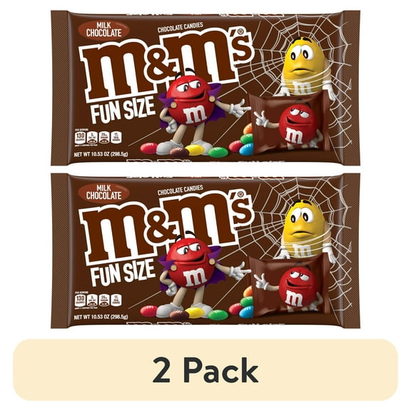 (2 pack) M&M's Milk Chocolate Fun Size Halloween Chocolate Candy - 10.53oz Bag