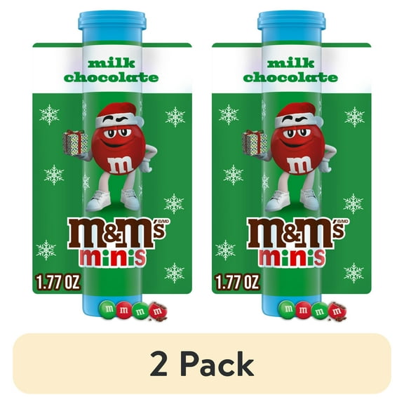 (2 pack) M&M's Minis Milk Chocolate Mega Christmas Tube - 1.77 oz