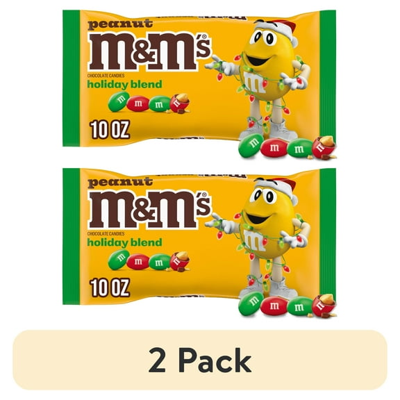 (2 pack) M&M's Peanut Milk Chocolate Christmas Candy - 10 oz Bag