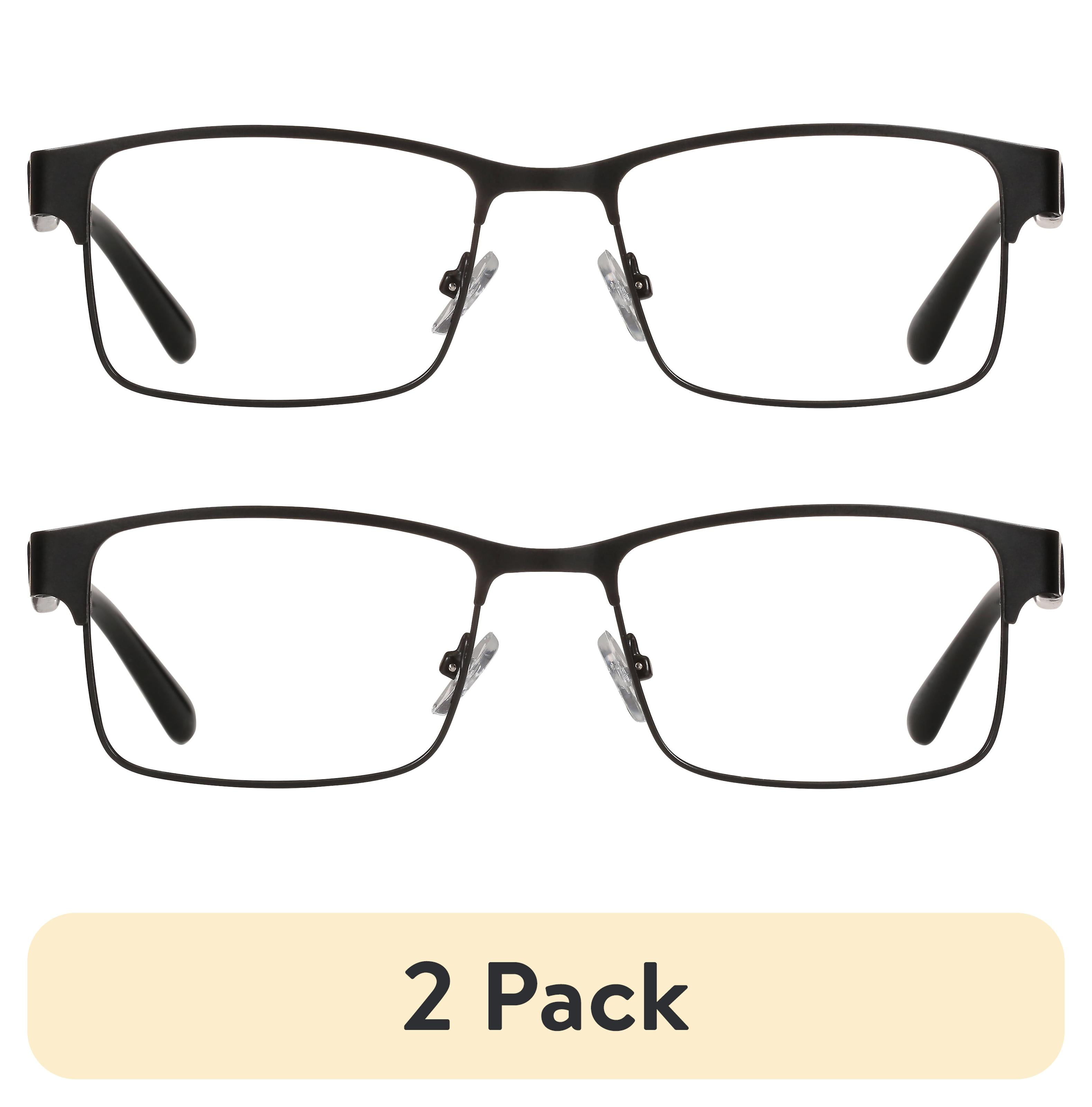 (2 pack) M+ Mens Rectangular Flat Metal Reading Glasses 1.75 Ash in Classic Matte Black