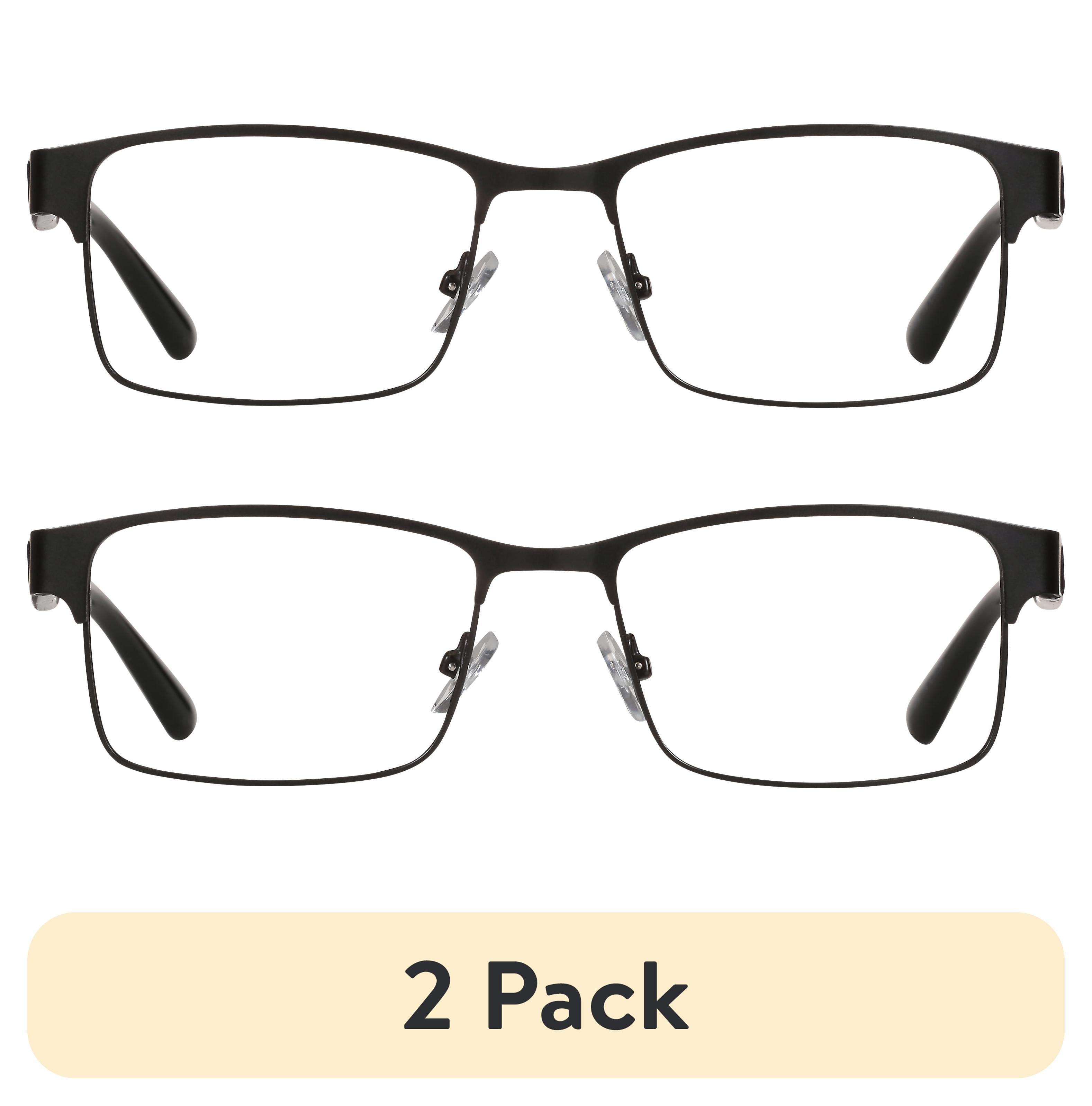 (2 pack) M+ Mens Rectangular Flat Metal Reading Glasses 2.00 Ash in Classic Matte Black