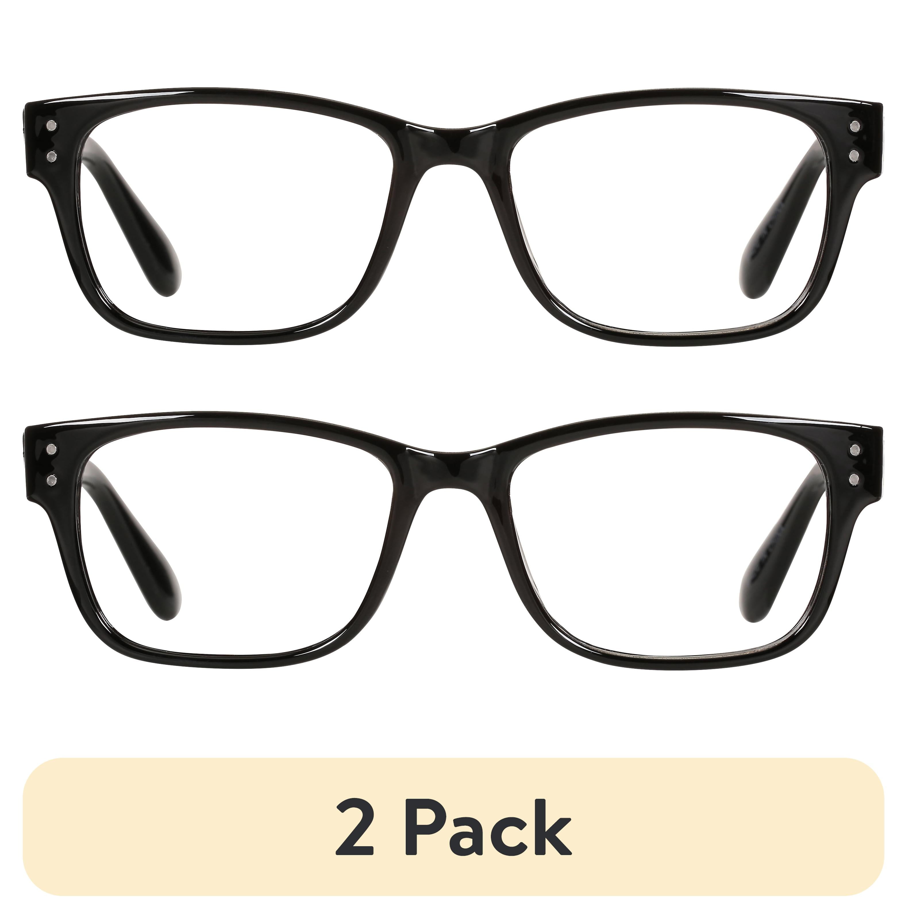(2 pack) M+ Mens Square Plastic Reading Glasses 1.50 Oliver in Classic Black