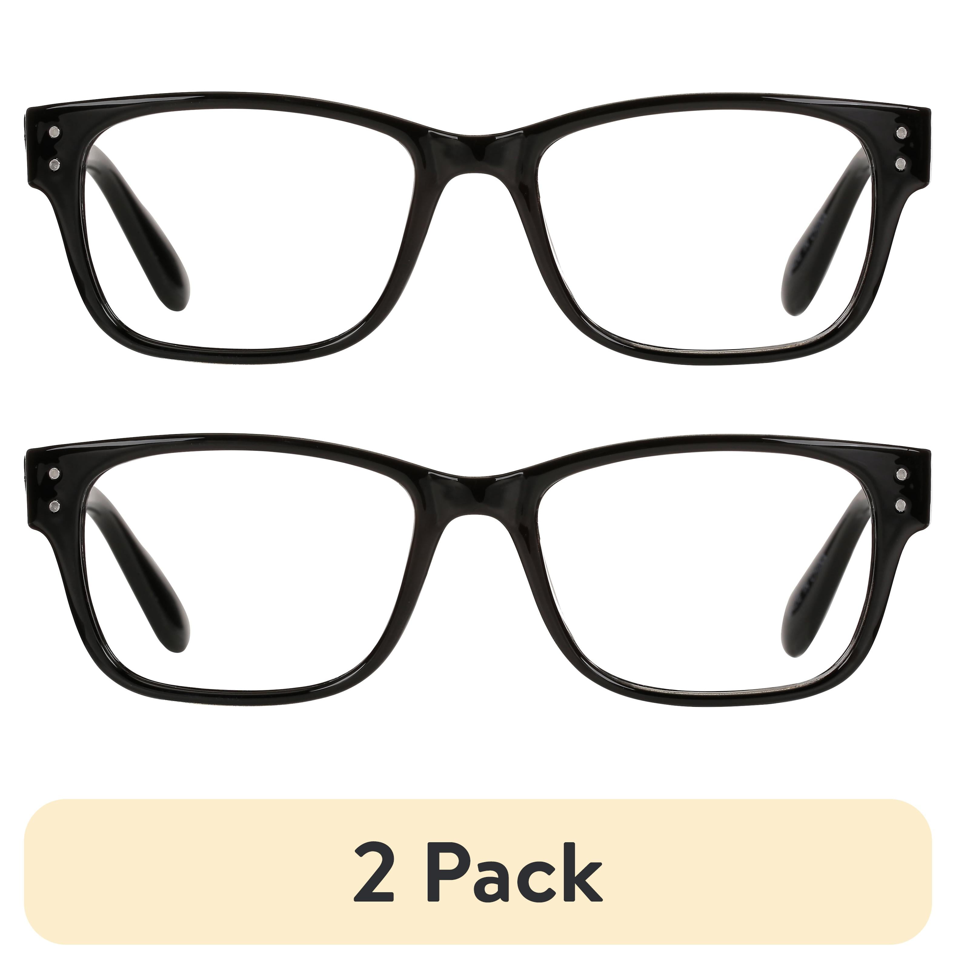 (2 pack) M+ Mens Square Plastic Reading Glasses 1.75 Oliver in Classic Black