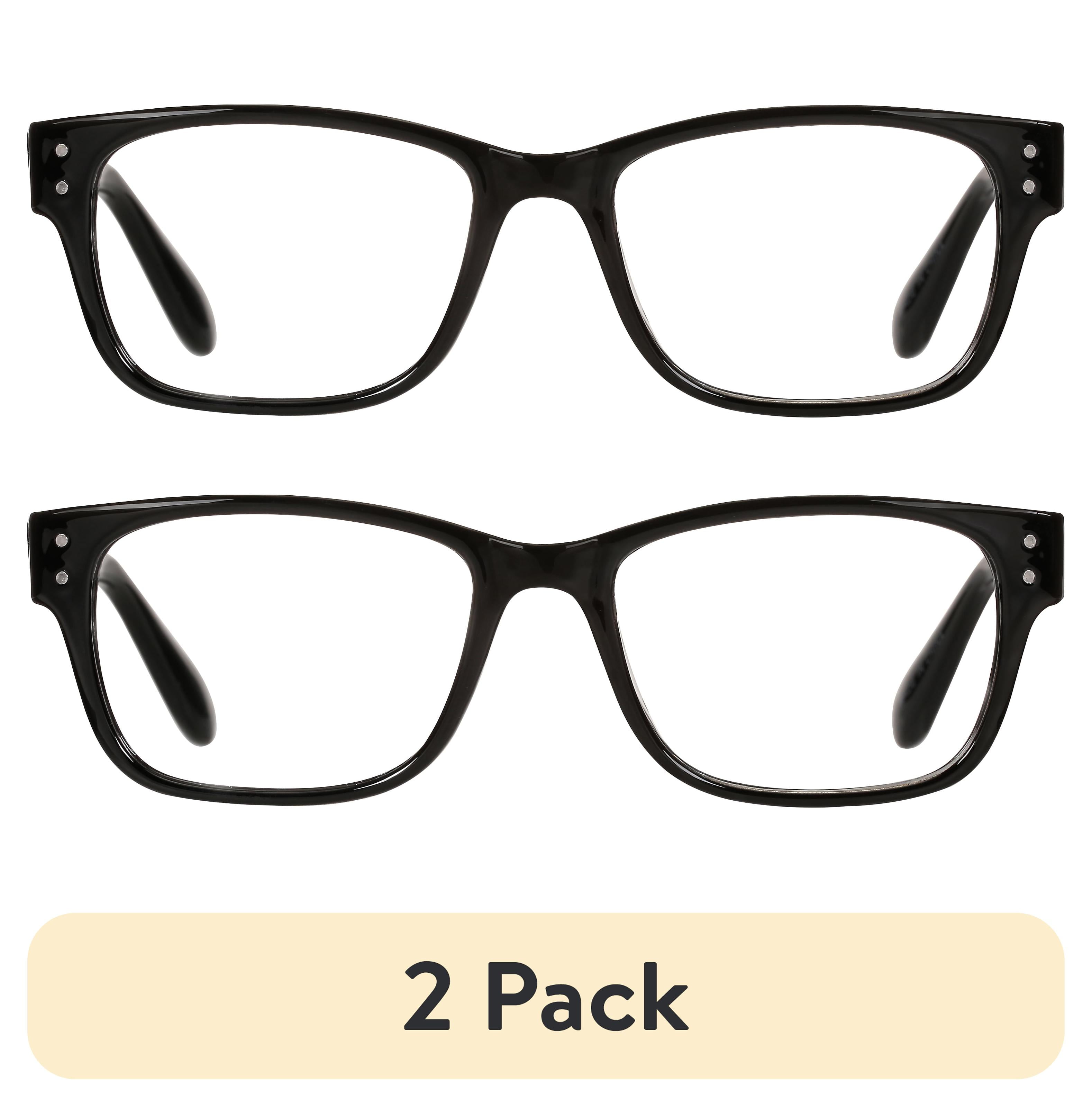 (2 pack) M+ Mens Square Plastic Reading Glasses 2.00 Oliver in Classic Black