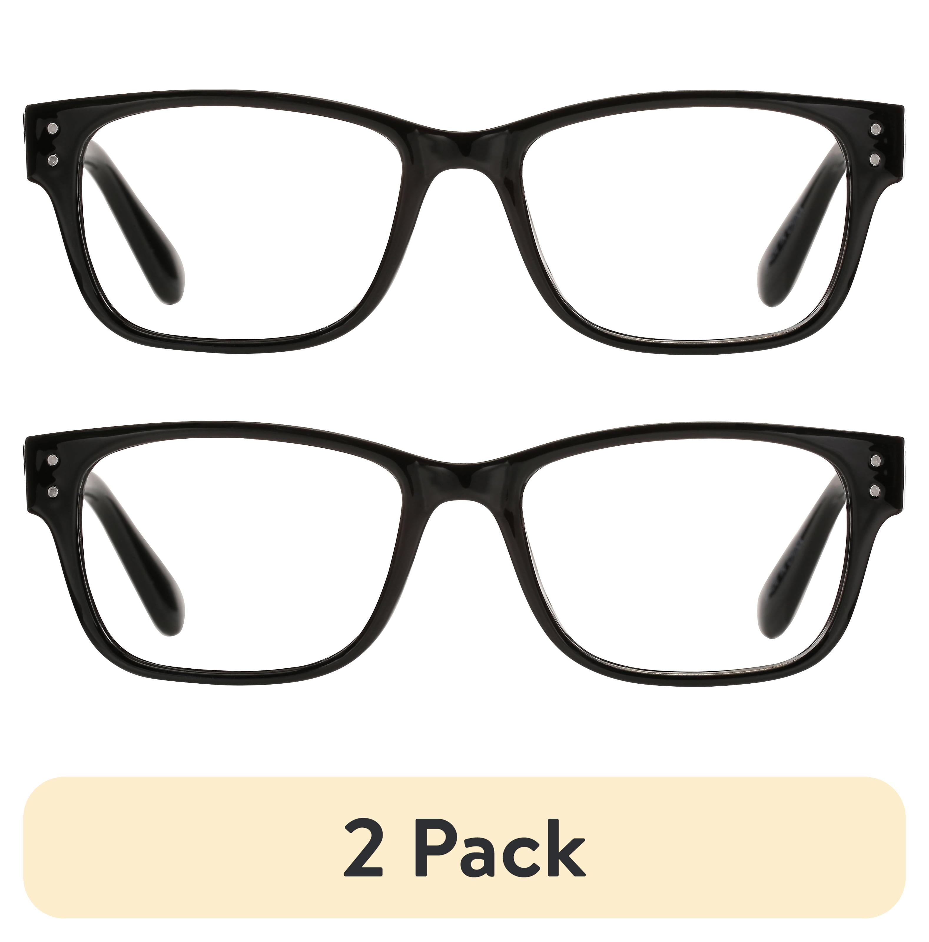 (2 pack) M+ Mens Square Plastic Reading Glasses 2.50 Oliver in Classic Black
