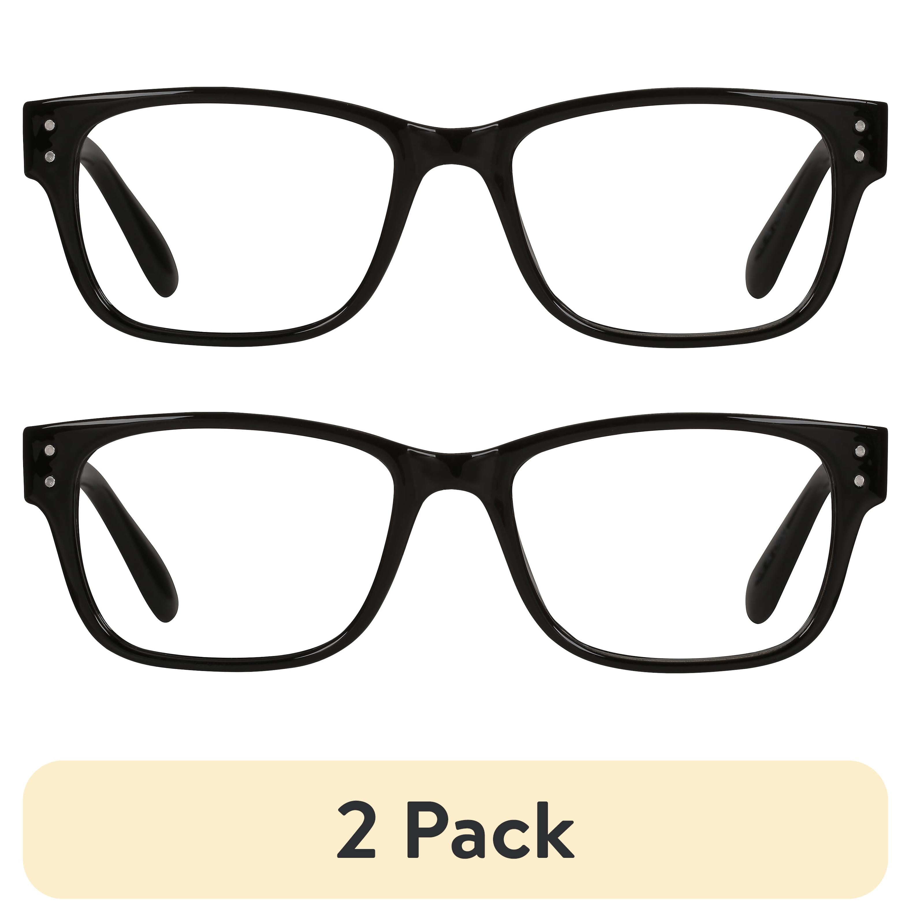 (2 pack) M+ Mens Square Plastic Reading Glasses 3.25 Oliver in Classic Black