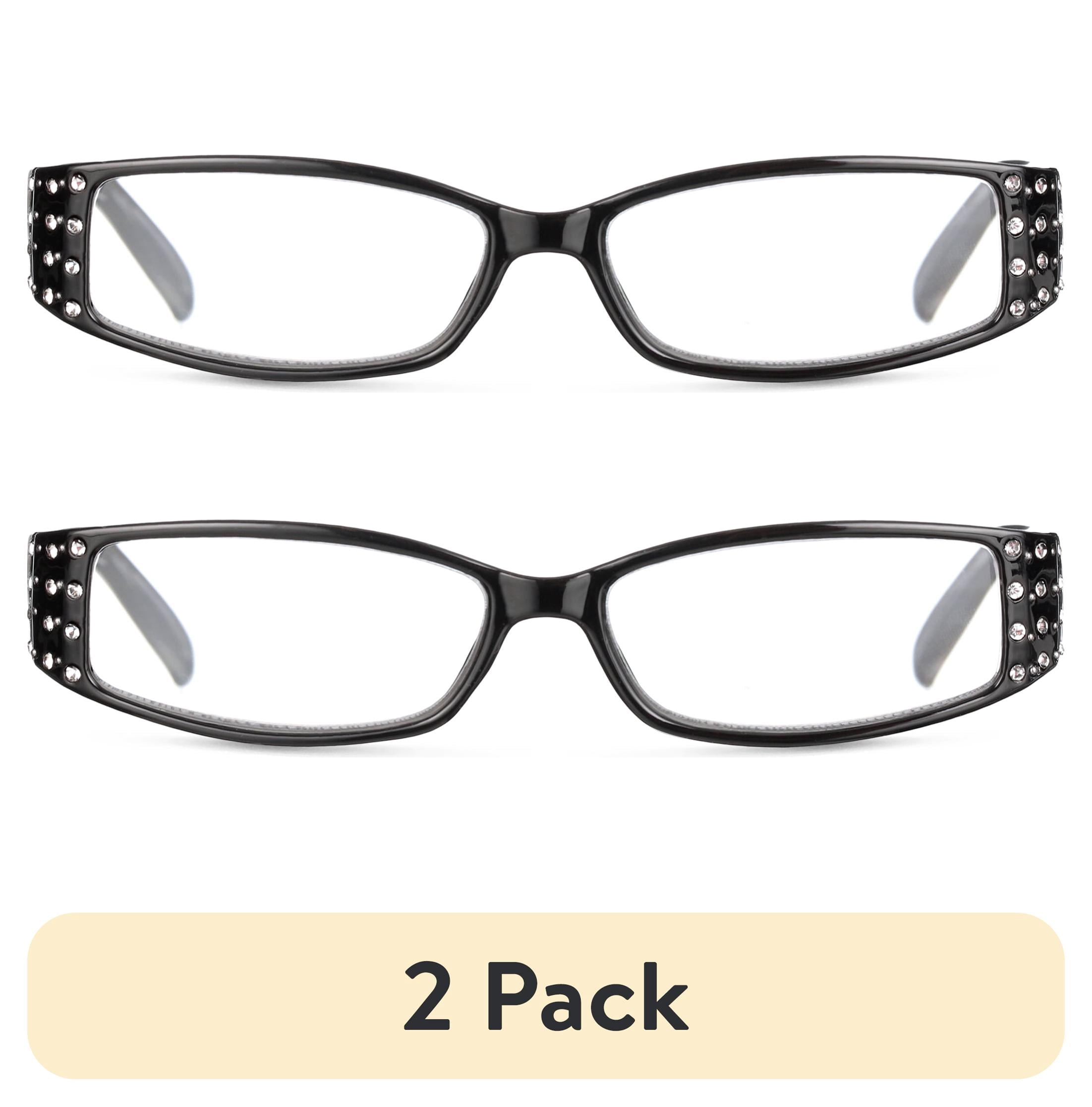 (2 pack) M Readers Women's Erin +2.50 Rectangle Reading Glasses with Case, Black