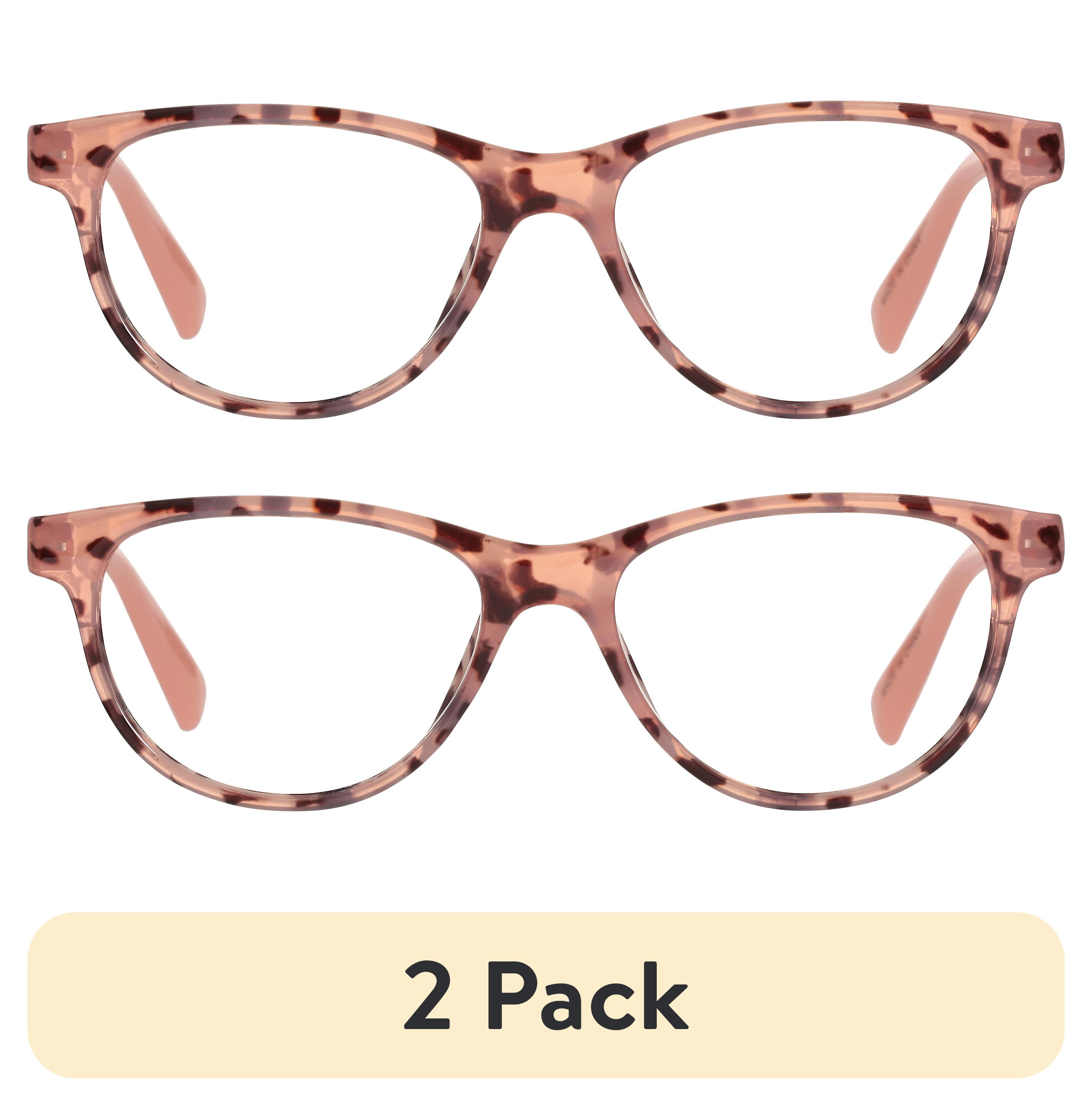(2 pack) M+ Womens Cateye Plastic Reading Glasses Blhtt 1.75 Jessie in Tortoise with Pink Temples