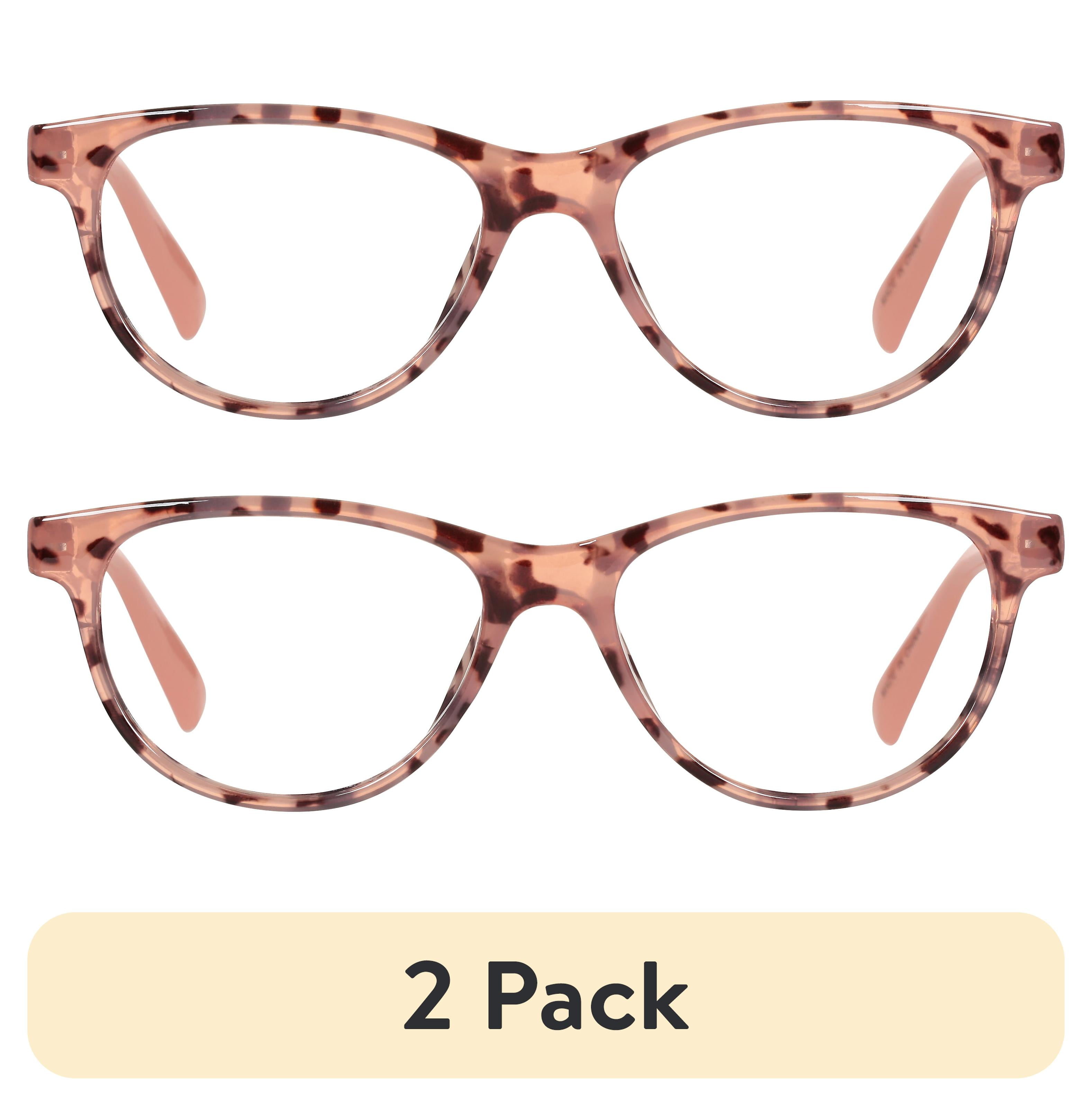 (2 pack) M+ Womens Cateye Plastic Reading Glasses Blhtt 2.50 Jessie in Tortoise with Pink Temples