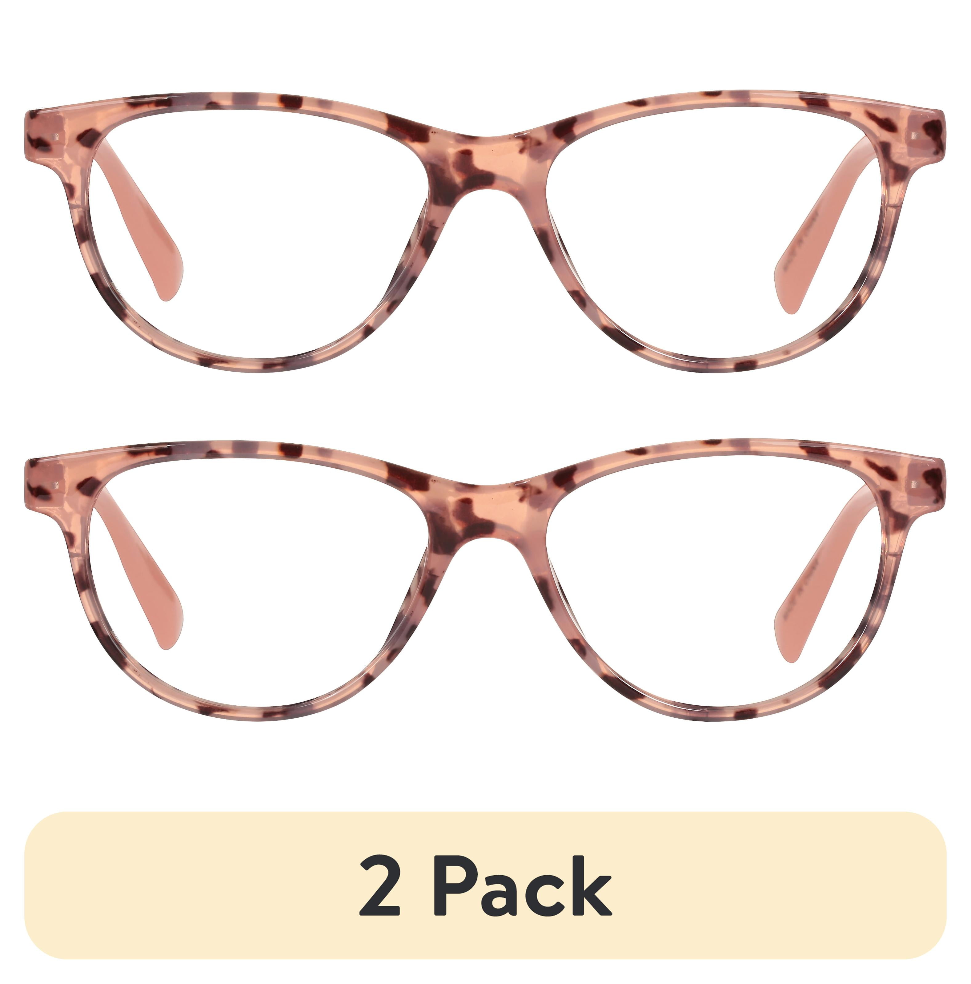 (2 pack) M+ Womens Cateye Plastic Reading Glasses Blhtt 3.25 Jessie in Tortoise with Pink Temples