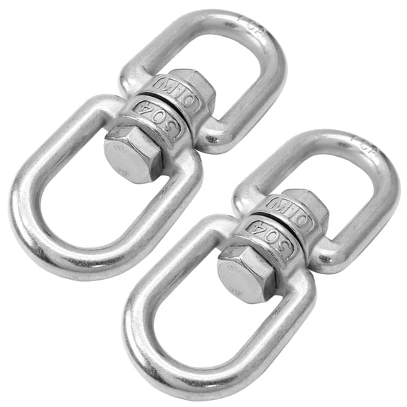 2 pack M10 Heavy Duty Swivel Eye Bolt, 304 Stainless Steel Double Eye Swivel with Loops, Working Load Limit for Lifting and Towing, for Hammock Chair and Tree Swing